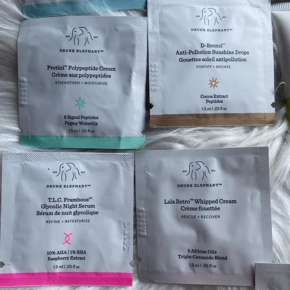 Drunk Elephant Sample Skincare Sample Lot- D Bronzi B Hydra Mellow Marula & More